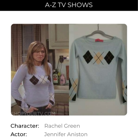 Y2K Juicy Couture Brown and Blue Argyle Cashmere Sweater - Picture 7 of 7